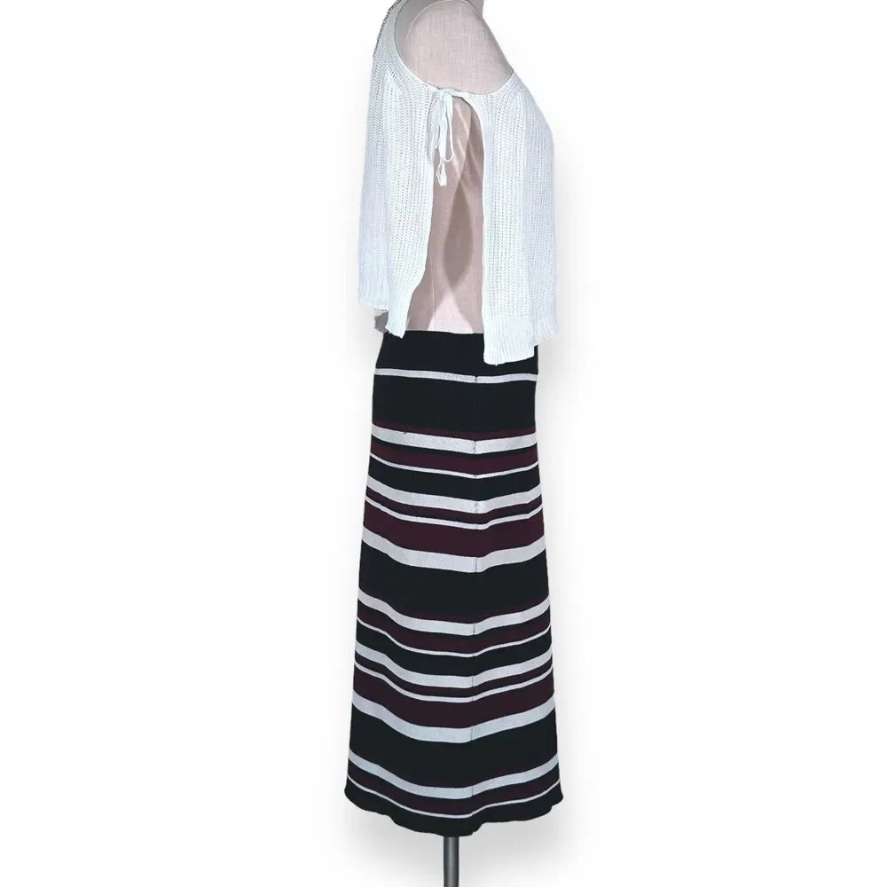 RACHEL ROY Striped Knit Pencil Skirt Midi Boho Y2K Coquette Black Red